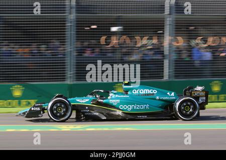 Melbourne, Australien. 03. April 2023. MELBOURNE, Australien, 2. APRIL 2023; #14, Fernando ALONSO, ESP, Aston Martin Formel 1 Team, während DES AUSTRALISCHEN Formel 1 Grand Prix am 2. April 2023, Albert Park - Melbourne, FIA Formula1 World Championship, Raceday, Formel 1 Rennen in Australien, Motorsport, F1 GP, Honorarpflichtiges Foto, gebührenpflichtiges Bild, Copyright © Clay CROSS/ATP images (CROSS Clay/ATP/SPP) Kredit: SPP Sport Press Photo. Alamy Live News Stockfoto