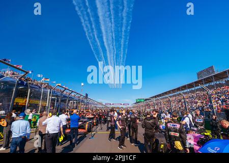 Melbourne, Victoria, Australien. 2. April 2023. MELBOURNE, AUSTRALIEN - APRIL 2: Atmosphäre beim australischen Formel-1-Grand Prix 2023 am 2. April 2023 (Kreditbild: © Chris Putnam/ZUMA Press Wire) NUR REDAKTIONELLER GEBRAUCH! Nicht für den kommerziellen GEBRAUCH! Stockfoto