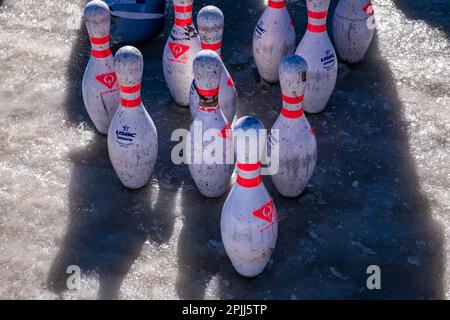 Winterfeier in Stanley, Idaho Stockfoto