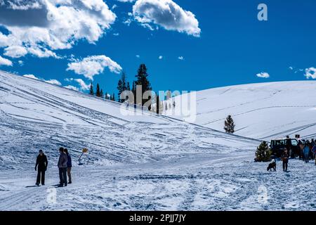 Winterfeier in Stanley, Idaho Stockfoto