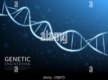 Glow-DNA-Helix-, Zell- oder Molekülgene abstrakter Vektorhintergrund der Biotechnologie, Biologie und genetischen Medizin. Chromosomenspiralstrang von Stock Vektor