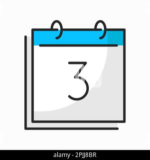 Spiralkalender 3 Tage Datum, Farbumriss für Terminkalender. Vektorseite des Papierkalenders im Frühling, Jahres- und Monatsplaner Stock Vektor
