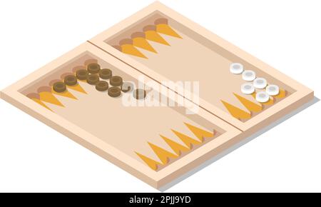 Brettspiel, Backgammon-Spielfläche und Steine Stock Vektor