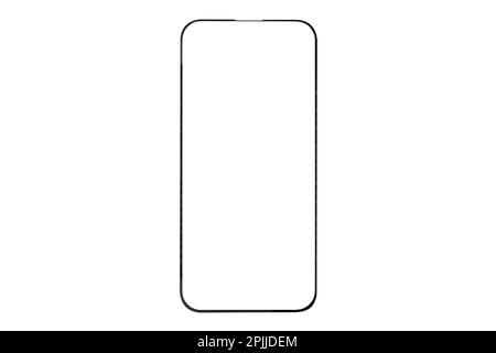 Schutzglas für Mobiltelefon oder Smartphone isoliert auf weißem Hintergrund. Smartphone-Schutzfolie aus transparentem mehrschichtigem Glas Stockfoto