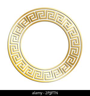 Goldgriechische runde Rahmen für dekorative Stiftleisten. Goldene antike griechische Ornamente isoliert auf weißem Hintergrund. Vektor Stock Vektor