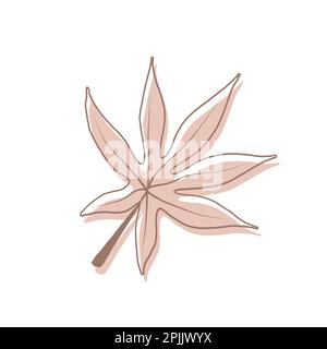 Abstraktes Ahornblatt. Minimalistische Kunst in Pastelltönen. Designelement für Wandbilder, soziale Medien, Poster, Aufkleber und Einladungen. Moderner Vektor Stock Vektor