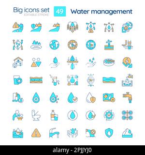 Wassermanagement RGB-Farbsymbole eingestellt Stock Vektor
