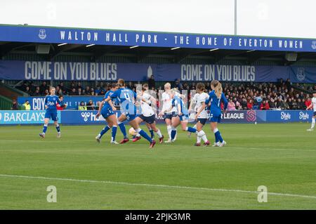 WSL Everton V Tottenham Hotspur im Walton Park Stadium, Liverpool erzielt 2-1 Punkte für Everton (Terry Scott/SPP) Guthaben: SPP Sport Press Photo. Alamy Live News Stockfoto