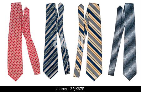 Bunte Krawatten isoliert auf weißem Hintergrund Stockfoto