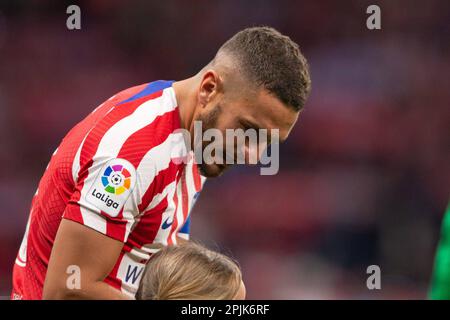 Madrid, Spanien. 02. April 2023. 2. April 2023; Metropolitano Stadium, Madrid, Spanien, Spanisch La Liga Fußball, Atletico Madrid gegen Real Betis; Koke 900/Cordon Press Credit: CORDON PRESS/Alamy Live News Stockfoto