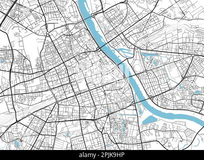 Schwarzweißer Vektorplan von Warschau mit gut organisierten getrennten Schichten. Stock Vektor