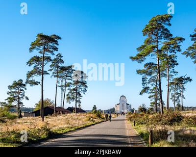 Radio Kootwijk, Vorderseite von Gebäude A, ehemalige Langwellen-Funkstation, Veluwe, Apeldoorn, Niederlande Stockfoto