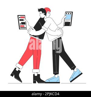 Phubbing in Relationship Line Concept Vector Spot Illustration Stock Vektor