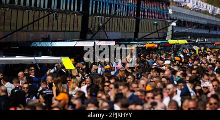 Albert Park, 2. April 2023, Ein allgemeiner Blick auf die Pit Lane. Corleve/Alamy Live News Stockfoto