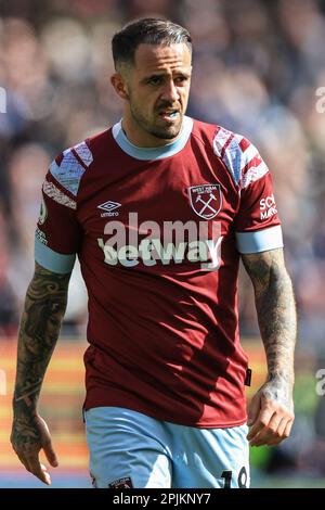 London, Großbritannien. 03. April 2023. Danny ings #18 von West Ham United während des Premier League-Spiels West Ham United gegen Southampton im London Stadium, London, Großbritannien, 2. April 2023 (Foto von Mark Cosgrove/News Images) in London, Großbritannien, am 4./3. April 2023. (Foto: Mark Cosgrove/News Images/Sipa USA) Guthaben: SIPA USA/Alamy Live News Stockfoto