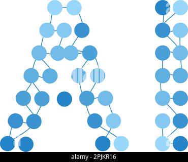 Vertieftes Lernen künstlichen neuronalen Netzwerk, form Großbuchstaben AI. Für web design, Präsentationen, Banner. Vector Illustration auf isolai Stock Vektor