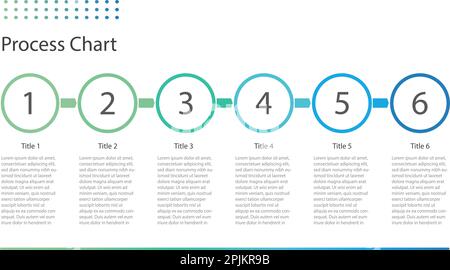 Prozessdiagrammvorlage, die für Marketing, Business, Strategiepräsentationen oder Berichte verwendet werden kann. Flache Vektordarstellung mit grünem an Stock Vektor