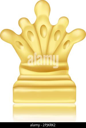Golden Preis oder Belohnung für den Sieg auf Wettbewerbe für Gewinner für Einzelpersonen oder Teams. Realistische Krone stehend auf reflektierende Oberfläche auf weißem Hintergrund. Stock Vektor
