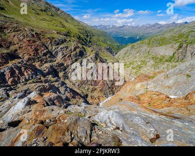 Valley Gurgler Tal. Die Otztaler Alpen im Naturepark Otztal. Europa, Österreich, Tirol Stockfoto