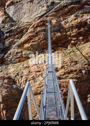 Brücke Piccard Bruecke in der Nähe des Gletschers Gurgler Ferner. Die Otztaler Alpen im Naturepark Otztal. Europa, Österreich, Tirol Stockfoto