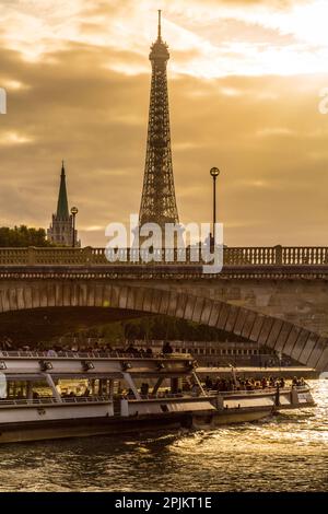 Paris. Eiffelturm mit Blick auf das Gebiet und die Straße. Stockfoto