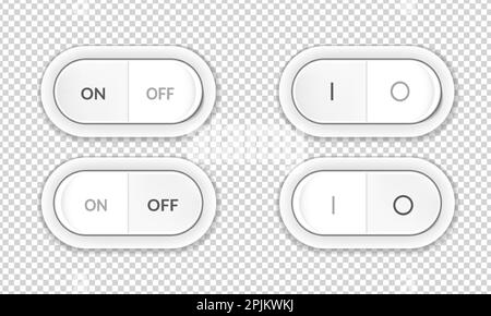 Festlegen von realistischen Power-Schalter drücken. Kann als web design elemente für Desktop- oder mobile User Interface (UI) verwendet werden. Realistische Vector Illustration. Stock Vektor