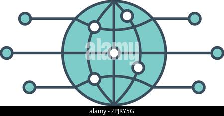 Globus, Erdensymbol mit neuronalem Netzwerk. Anwendbar als Teil des Konstruktionskonzepts für künstliche Intelligenz und maschinelles Lernen. Vektordarstellung. Stock Vektor