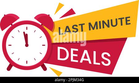 Red last minute, Logo, Symbol. Promo mit Uhr und Banner. Letzte Chance Konzept zu kaufen. Verkauf Banner, Poster. Flache Vector Illustration. Stock Vektor
