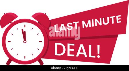 Red last minute, Logo, Symbol. Promo mit Uhr und Banner. Letzte Chance Konzept zu kaufen. Verkauf Banner, Poster. Flache Vector Illustration. Stock Vektor