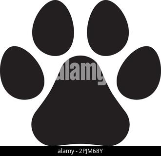 Symbol mit Tierpfoten. Pfotenabdruck von Hunden oder Katzen. PET-Fußabdruck. Symbol für die Hundeführung. Abbildung eines flachen Vektors Stock Vektor