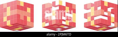 Würfel in 3D-Projektion. Geometrische design pattern Konzept für Banner, Poster. Grafik Design Konzept. Cube Form. lat Vector Illustration Stock Vektor