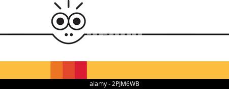 Glücklich mit Lächeln, als Teil der langen Leitung. Lächelnde junge oder Kind Gesicht mit großen Augen an. Funny kid Abbildung. Flache Vector Illustration. Stock Vektor