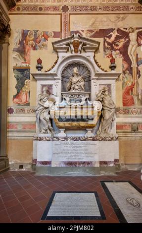 Grab von Galileo Galilei (1564 - 1642) von Giulio Foggini, Innenaufnahme von Santa Croce, Basilika di Santa Croce di Firenze, Piazza di Santa Croce Stockfoto
