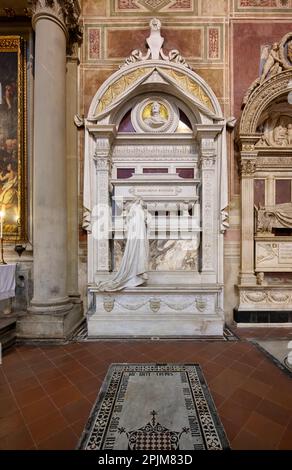 Grab von Gioachino Rossini, Innenaufnahme von Santa Croce, Basilica di Santa Croce di Firenze, Piazza di Santa Croce, Florenz, Toskana, Italien Stockfoto