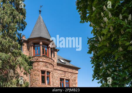 Charakteristische Villa im Stadtzentrum, Bad Bergzabern, Pfalz, Rheinland-Pfalz, Deutschland, Europa Stockfoto