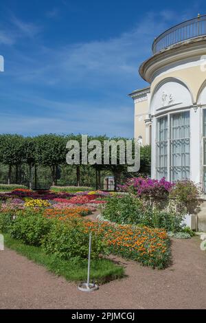 Pawlowsk, der Garten der Kaiserin Maria, Blumenbeet, Sankt Petersburg Stockfoto