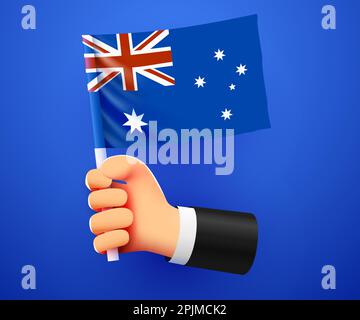 3D Hand hält die Nationalflagge von Australien. Vektordarstellung Stock Vektor