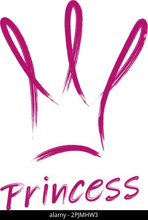 Prinzessin- oder Queen-Crown-Schild im Grunge-Stil. Luxus-, Premium-, Luxuszeichen von Pomade. Handgezeichnetes Kronensymbol. Gültig als Stock Vektor