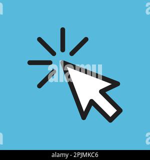 Zeiger oder Cursor als Pfeilsymbol. Computer-Mauszeiger . Klicken Sie auf das Liniensymbol auf dem isolierten Hintergrund. Klicken Sie auf das Zeichen, den Zeiger. Vektordarstellung Stock Vektor