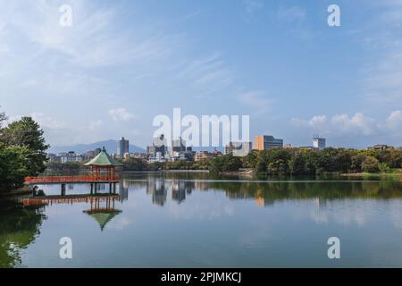 Sechseckiger Pavillon des Ohori-Parks in Fukuoka, Kyushu, Japan Stockfoto