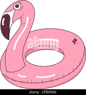 Aufblasbares Poolspielzeug. Aufblasbarer Flamingo aus Gummi in Cartoon-Zeichnung. Geeignet für Banner-Design für Sommer, Urlaub und Feiertage. Lustiger Gummi-Pool Stock Vektor