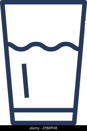 Glas mit Getränk, Symbol für Getränkelinie. Symbol für Glas mit Wasserumriss. Einfaches, minimales Symbol. Vektordarstellung. Stock Vektor