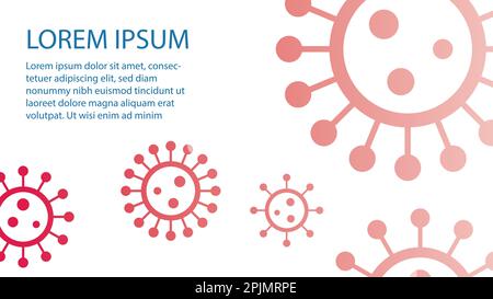 Coronavirus, Covid-19-Banner. Corona Virus Information Banner oder Hintergrund. Coronavirus, Covid-Vorlage, Muster mit Virus-Symbolen. Abstrakte Hintergrundinformationen Stock Vektor