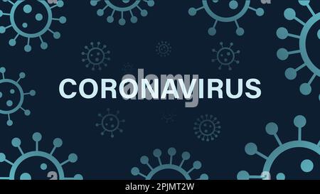 Coronavirus, Covid-19-Banner. Corona Virus Information Banner oder Hintergrund. Coronavirus, Covid-Vorlage, Muster mit Virus-Symbolen. Abstrakte Hintergrundinformationen Stock Vektor