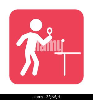 Tischtennissport-Ikone. Tischtennisspieler-Silhouettensymbol auf isoliertem Hintergrund. Vektordarstellung Stock Vektor