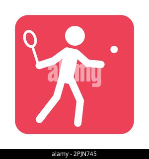 Tennissport-Ikone. Tennis-Spieler-Silhouettensymbol auf isoliertem Hintergrund. Vektordarstellung Stock Vektor