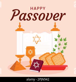 Grußkartenset für den Passover. Feiern wir Seder Pesach Einladung, Grußkartenvorlage oder Weihnachtsflyer. Happy Passover Hintergrund. Vektor illustr Stock Vektor