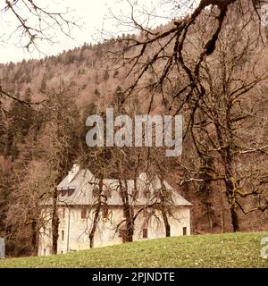 Eine Abhängigkeit des Klosters Grande Chartreuse, digital veränderte Ansicht, Saint-Pierre de Chartreuse, Isere, Frankreich Stockfoto