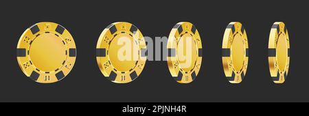 Gold rotierende Poker vip Chips. Glücksspiel, Casino 3d goldene Chips. Clipart für Online-Glücksspiele. Vektorgrafik Stock Vektor