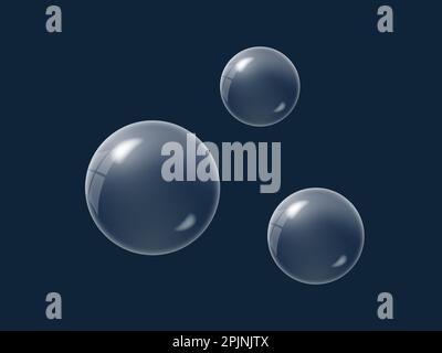 Transparente Blasen auf isoliertem Hintergrund. Transparente Kugeln. Seifenblasen oder Wasserblasen. Vektorgrafik Stock Vektor